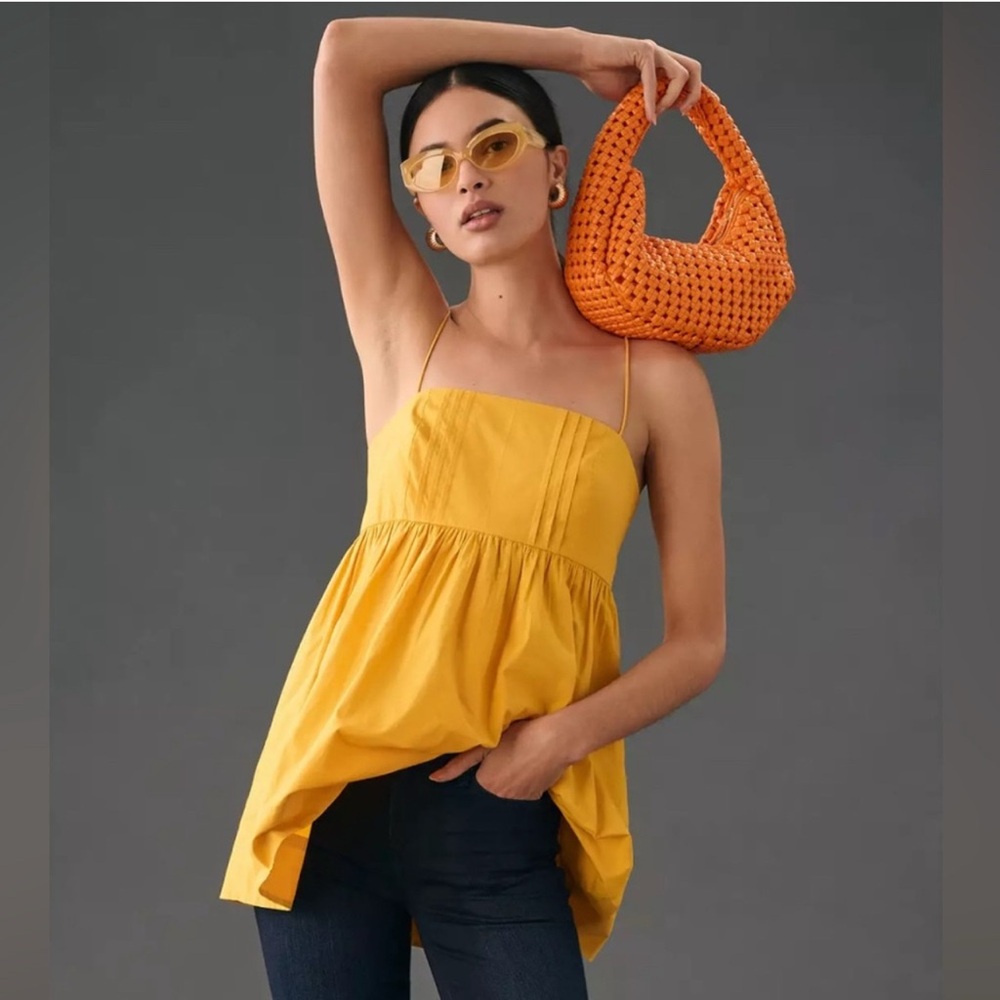 Anthropologie Maeve Yellow Babydoll Top